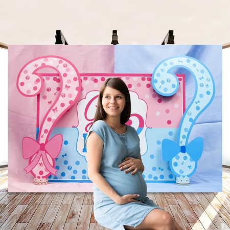 Banner pentru Petrecere, , Model Girl or Boy, Tematica Gender Reveal, 150 x 100 cm, Albastru Roz [4]
