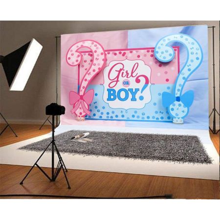Banner pentru Petrecere, , Model Girl or Boy, Tematica Gender Reveal, 150 x 100 cm, Albastru Roz [7]