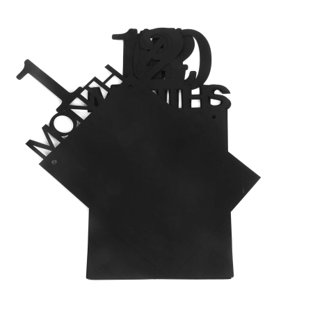 Banner pentru Poze, , 15.2x10.2 cm, Tema Prima Aniversare, Model Primele 12 Luni, Rola Ata Inclusa, Negru [4]