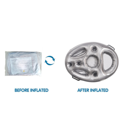 Bar gonflabil/Suport de pahare plutitor, , cu 8 compartimente, pompa inclusa, PVC, Gri, 25x18,5x4 cm [4]