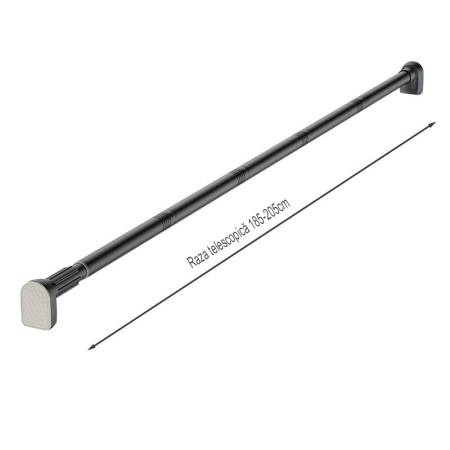Bara Telescopica Multifunctionala, , din Otel Inoxidabil si ABS, Utilizare Universala, Extensie 185 - 205 cm, Fara Perforare Perete, Gri [1]
