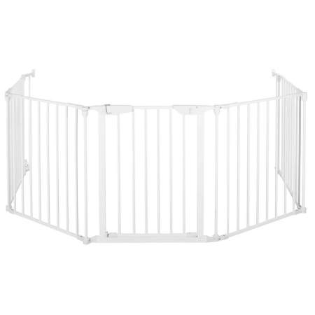 Bariera de protectie pentru copii, 318x75 cm, alba – 5 panouri, poarta cu blocare, montaj pe perete [11]