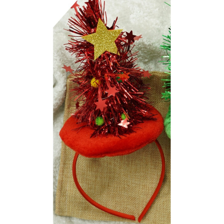 Bentita/cerc brad de Craciun, culoare rosie, marime standard,  [6]