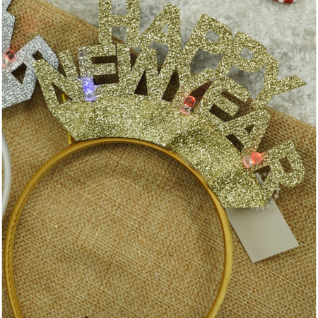 Bentita/cerc Happy Newyear, culoare auriu, marime standard,  [4]