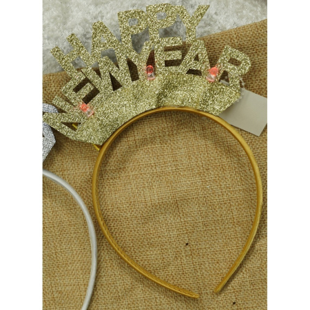Bentita/cerc Happy Newyear, culoare auriu, marime standard,  [6]