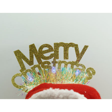 Bentita/cerc Mery Cristmas, culoare auriu cu beteala, marime standard,  [3]