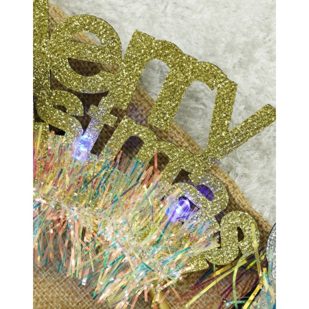 Bentita/cerc Mery Cristmas, culoare auriu cu beteala, marime standard,  [6]