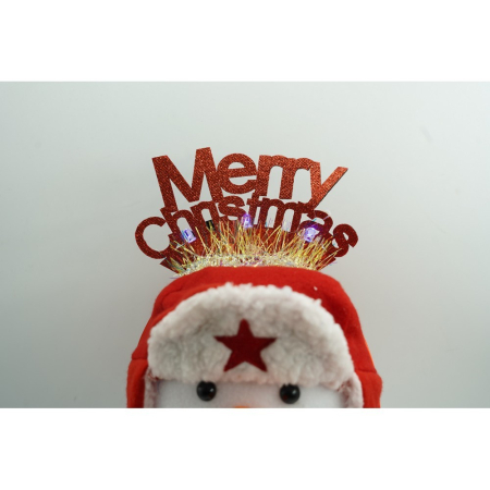 Bentita/cerc Mery Cristmas, culoare rosu cu sclipici, marime standard,  [7]