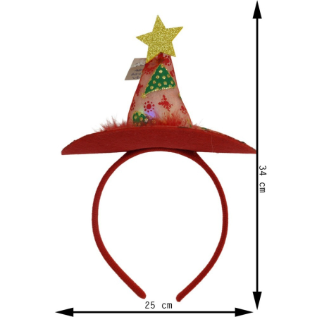 Bentita/cerc tip palarie de Craciun, culoare rosie cu led, marime standard,  [10]