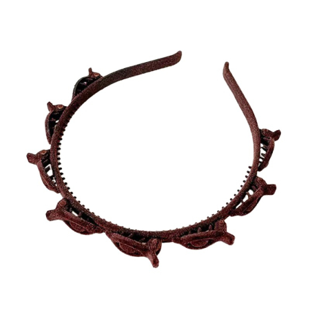 Ingrijire par si Accesorii - Bentita de Par pentru Femei, , Agrafa Stil Coreean, Accesoriu pentru Par cu Textura MultiStrat, 13 x 11.5 cm, Coffee