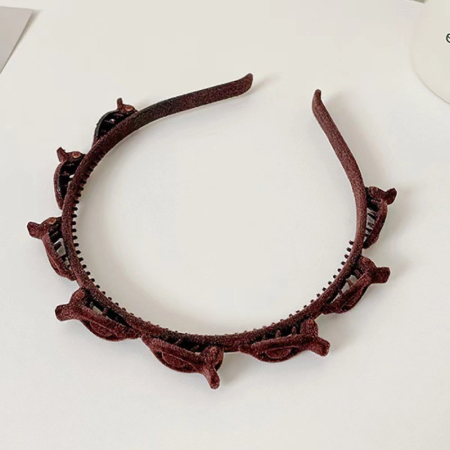 Bentita de Par pentru Femei, , Agrafa Stil Coreean, Accesoriu pentru Par cu Textura MultiStrat, 13 x 11.5 cm, Coffee [1]