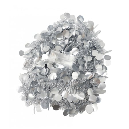 ✨TOATE PRODUSELE✨ - Beteala Craciun cu LED, Argintie, model cu paiete rotunde, 2 m x 5 cm, PVC, Sir, Artificiala, 