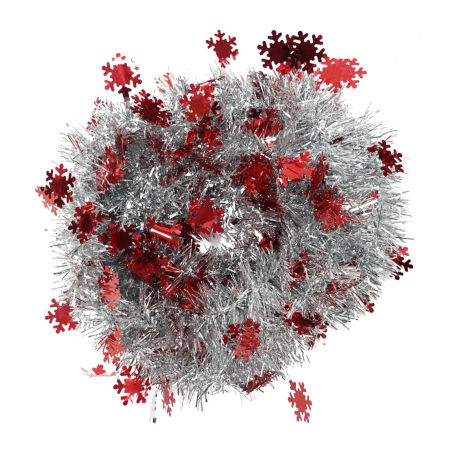 Beteala LED - Beteala Craciun cu LED, Rosie, model cu fulgi de nea, 2 m x 5 cm, PVC, Sir, Artificiala, 