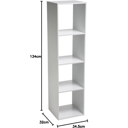 Biblioteca 5Five Mix n'Modul cu 4 compartimente, 35x32x134 cm, alb [3]