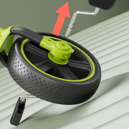 Bicicleta Multifunctionala pentru Copii, , 3 in 1 Bicicleta Troller Tricicleta, 2-6 ani, cu Roti Auxiliare, Ghidon si Scaun Reglabil, 93 x 78 x 43 cm, Negru Verde [2]