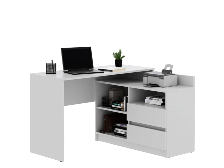Birou colt Delta 120x50x75 cm cu comoda 100x42x72 cm, 2 sertare, montaj stanga/dreapta, alb [3]