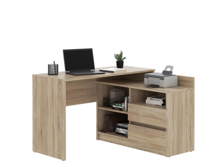 Birou colt Delta 120x50x75 cm cu comoda 100x42x72 cm, 2 sertare, montaj stanga/dreapta, sonoma [2]