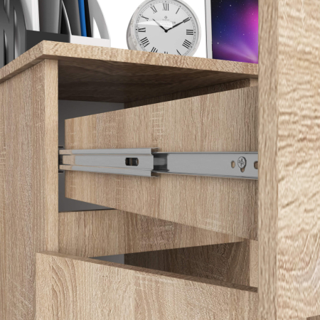 Birou computer PIKSEL, cu sertar, dulap si raft pentru tastatura, stanga, 90x50x77 cm, stejar sonoma [5]
