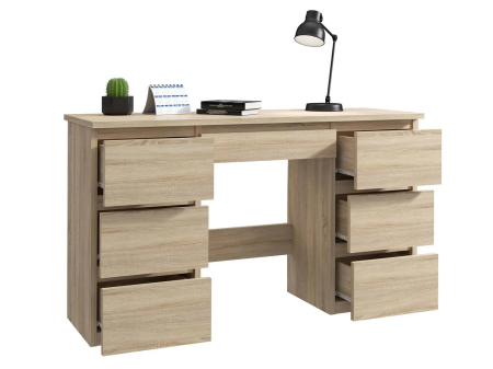 Birou cu 7 sertare Beta 4 120x43x75 cm, design minimalist, sonoma [1]