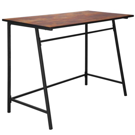 Birou tip masa laterala, cu cadru din otel, 50x100x76 cm, industrial, maro [7]