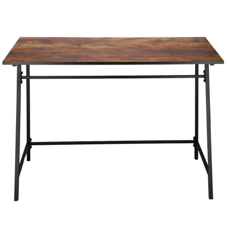 Birou tip masa laterala, cu cadru din otel, 50x100x76 cm, industrial, maro [14]