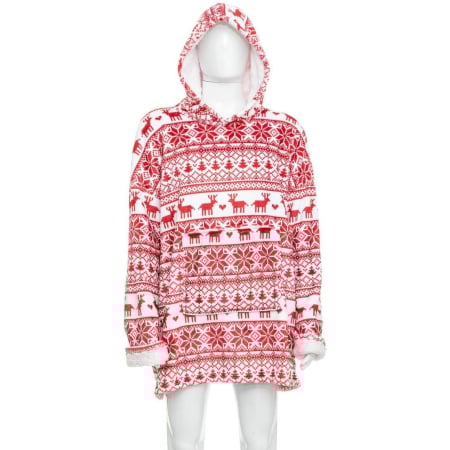 Disponibil livrare locker S - Bluza pentru adulti cu design scandinav de Craciun, oversize, 85x118 cm, rosu