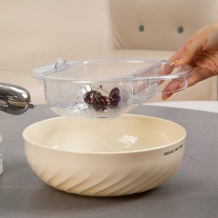 Bol cu un Singur Strat, , pentru Fructe, Legume, Snacks, 22.4x9 cm, Crem [1]