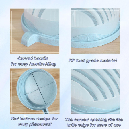 Bol Feliator pentru Salata, , Castron Multifunctional pentru Legume si Fructe, pentru Spalat si Taiat Legumele, cu Scurgere si Tocator, Ergonomic, Protectie pentru Maini, 21x18.5x11.5 cm, Albastru [2]