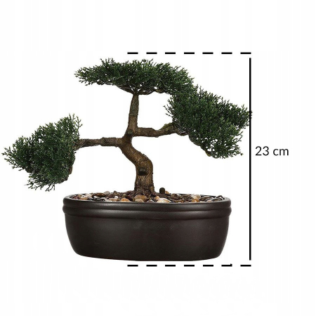 Bonsai artificial Atmosphera in ghiveci ceramic cu pietricele decorative, 23 cm, verde [4]
