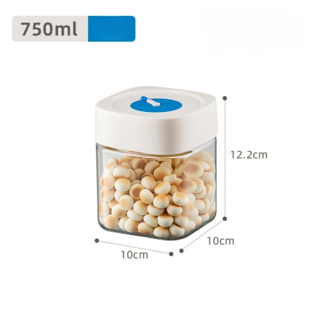 Borcan din Sticla de Inalta Calitate, , Capac Ermetic, Uz Casnic, Depozitarea Condimentelor sau a Alimentelor Umede si Uscate, 750 mL, 10x10x12.2 cm, Alb [1]