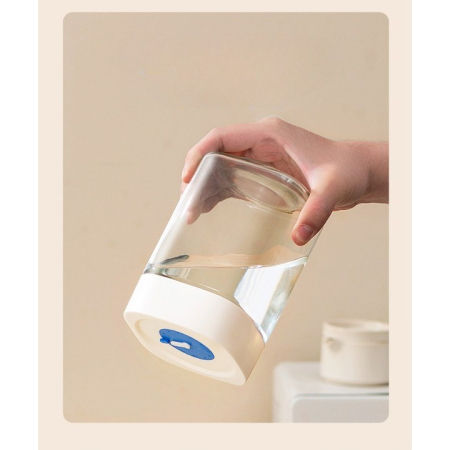 Borcan din Sticla de Inalta Calitate, , Capac Ermetic, Uz Casnic, Depozitarea Condimentelor sau a Alimentelor Umede si Uscate, 750 mL, 10x10x12.2 cm, Alb [3]