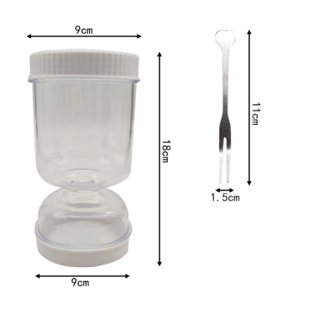 Borcan pentru Muraturi, , cu Separator pentru Lichide, Ermetic, Termorezistent, Tip Clepsidra, 2 Furculite Incluse, ABS, Alb, 18x9x9 cm [4]