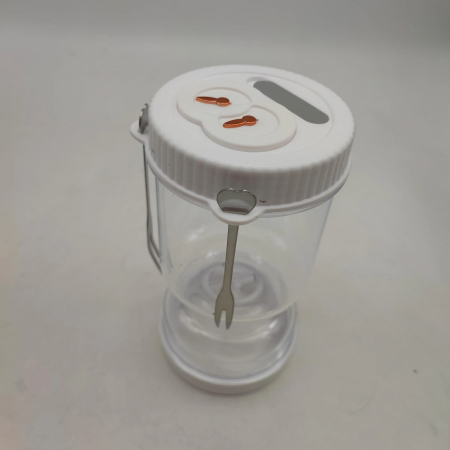 Borcan pentru Muraturi, , cu Separator pentru Lichide, Ermetic, Termorezistent, Tip Clepsidra, 2 Furculite Incluse, ABS, Alb, 18x9x9 cm [3]
