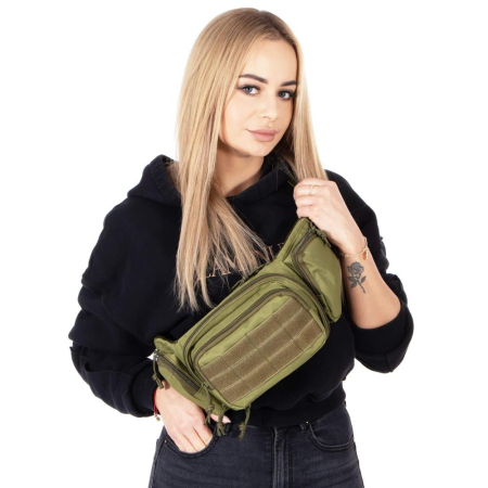 Borseta incapatoare pentru umar sau brau, impermeabila, unisex, 43x15cm, verde [17]