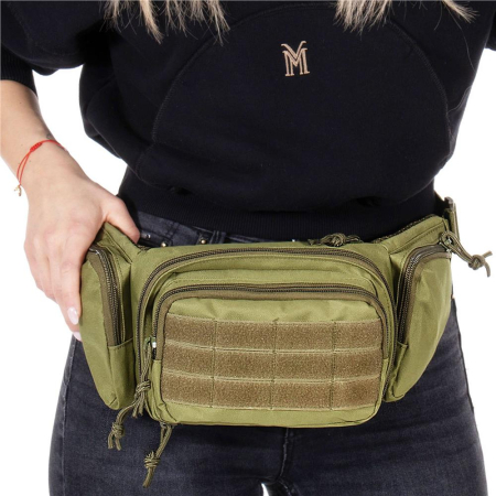 Borseta incapatoare pentru umar sau brau, impermeabila, unisex, 43x15cm, verde [6]