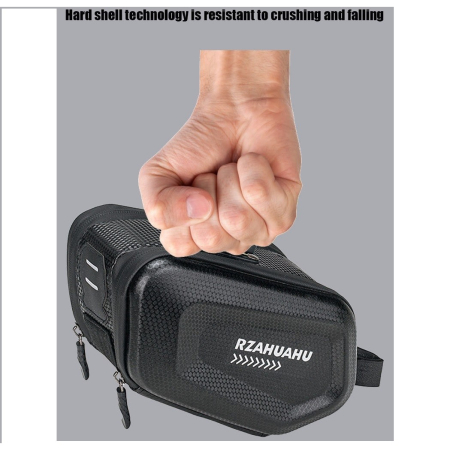 Borseta pentru bicicleta , Hard Shell, material piele artificiala si carbon, 20x12x11.5 cm, prindere de sa, capacitate 2L, impermeabila, negru [3]