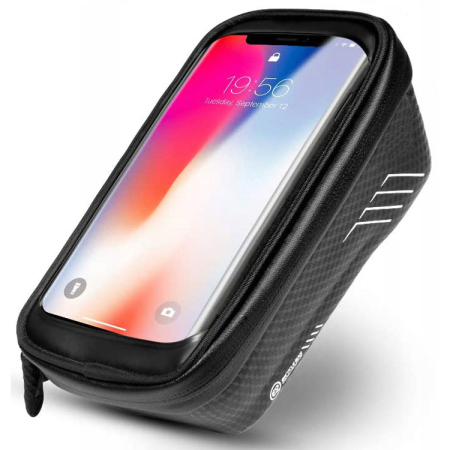 Disponibil livrare locker S - Borseta pentru bicicleta, impermeabila, cu husa pentru telefon, montare pe bara, 19,5x11x9cm