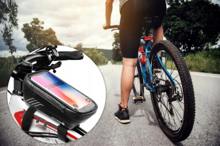 Borseta pentru bicicleta, impermeabila, cu husa pentru telefon, montare pe bara, 19,5x11x9cm [7]