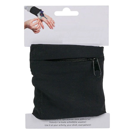 Borseta tip Portofel Sport pentru Incheietura Mainii din Neopren Negru, Universal 9 x 9 cm [2]