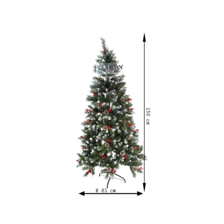 Brad Artificial de Craciun, , Sectionat pentru Perete/ Colt, 1.50 m inaltime, Verde, Decorat, Diametru Inferior 83 cm, Interior/ Exterior [15]