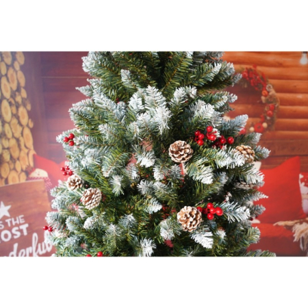 Brad Artificial de Craciun, , Sectionat pentru Perete/ Colt, 2.10 m inaltime, Verde, Decorat, Diametru Inferior 106 cm, Interior/ Exterior [21]