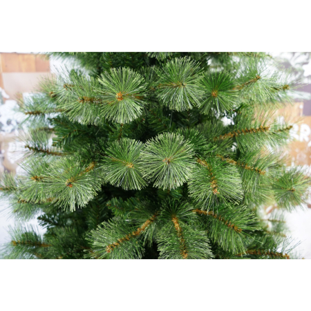 Brad artificial de Craciun tip pin, Bogat Premium, inaltime 240 cm, 1420 ramuri, , verde, suport metalic inclus [4]