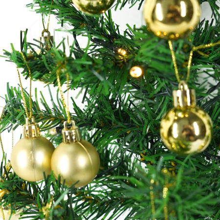 Brad Artificial Impodobit, 60 cm, suport plastic, cu instalatie luminoasa 20 LED alb cald + 20 globuri aurii incluse,  [6]