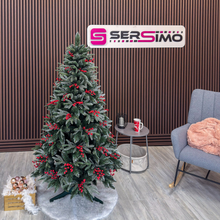 Brad artificial Sersimo, Miahelene Elite, verde nins cu merisoare, mix 2D+3D, 180 cm [5]