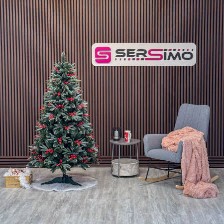 Brad artificial Sersimo, Miahelene Elite, verde nins cu merisoare, mix 2D+3D, 180 cm [3]