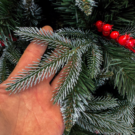 Brad artificial Sersimo, Miahelene Elite, verde nins cu merisoare, mix 2D+3D, 220 cm [12]