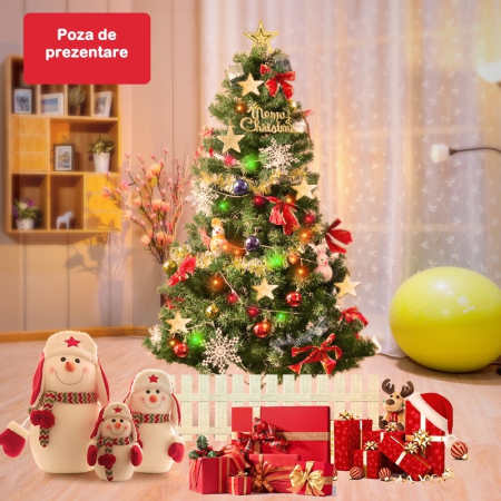 Brad de Craciun artificial cu suport inclus , 155 cm, 600 ramuri/varfuri, material plastic, suport clasic, fara iluminare, utilizat pentru interior/exterior, verde [8]