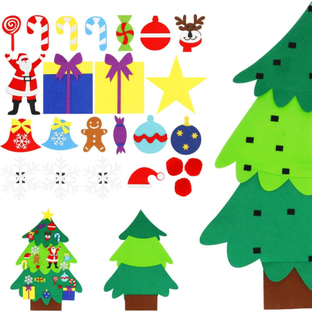 Brad de Craciun din pasla pentru copii, 115x80 cm, cu 26 decoratiuni [24]