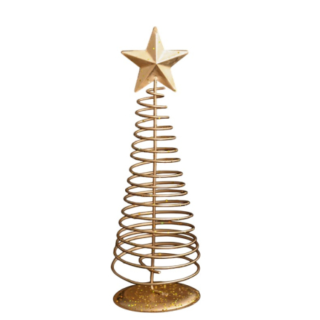 Brad de Craciun Ornament, , Decoratiune Brad micut din Metal, inaltime 19.5 x 6.5 x6.5 cm, Ornament de Craciun, Auriu [5]