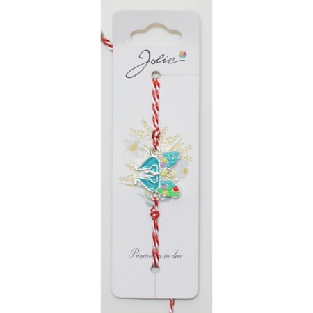 ✨TOATE PRODUSELE✨ - Bratara cu Snur Alb- Rosu Fluture Pietre si Email